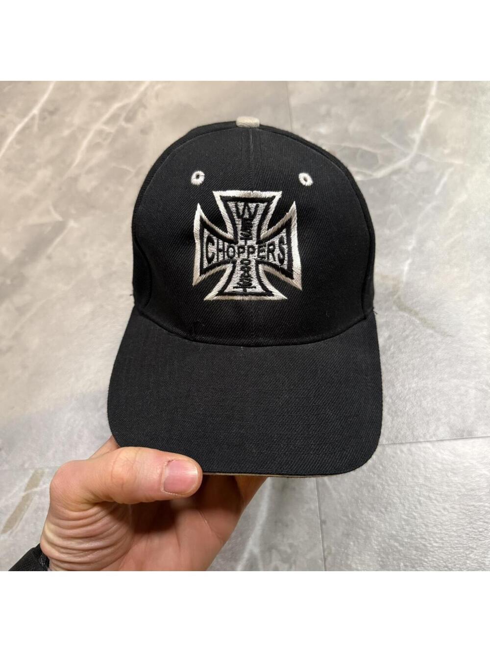 West Coast Choppers Black & white Iron Cross baseball cap